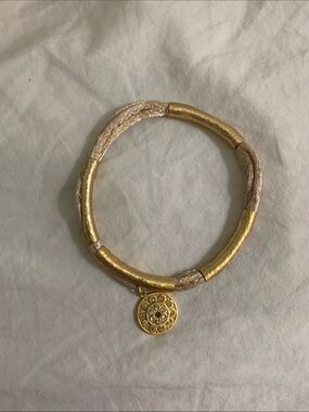 Banana Republic Gold-Tone Round Charm Bangle Bracelet - Women's Jewelry